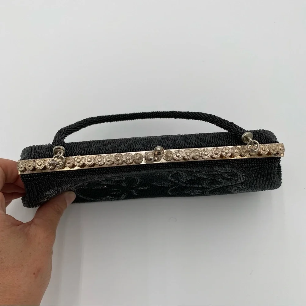 Beaded Y2K Vintage Formal Party‎ Wedding Gala Handbag Change Purse Clutch Black